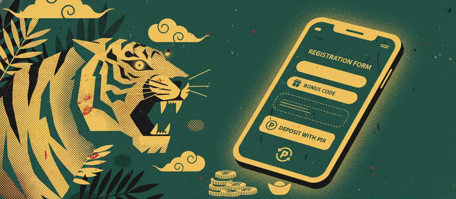 Tela de cadastro em cassino brasileiro com campo de código bônus do Fortune Tiger
