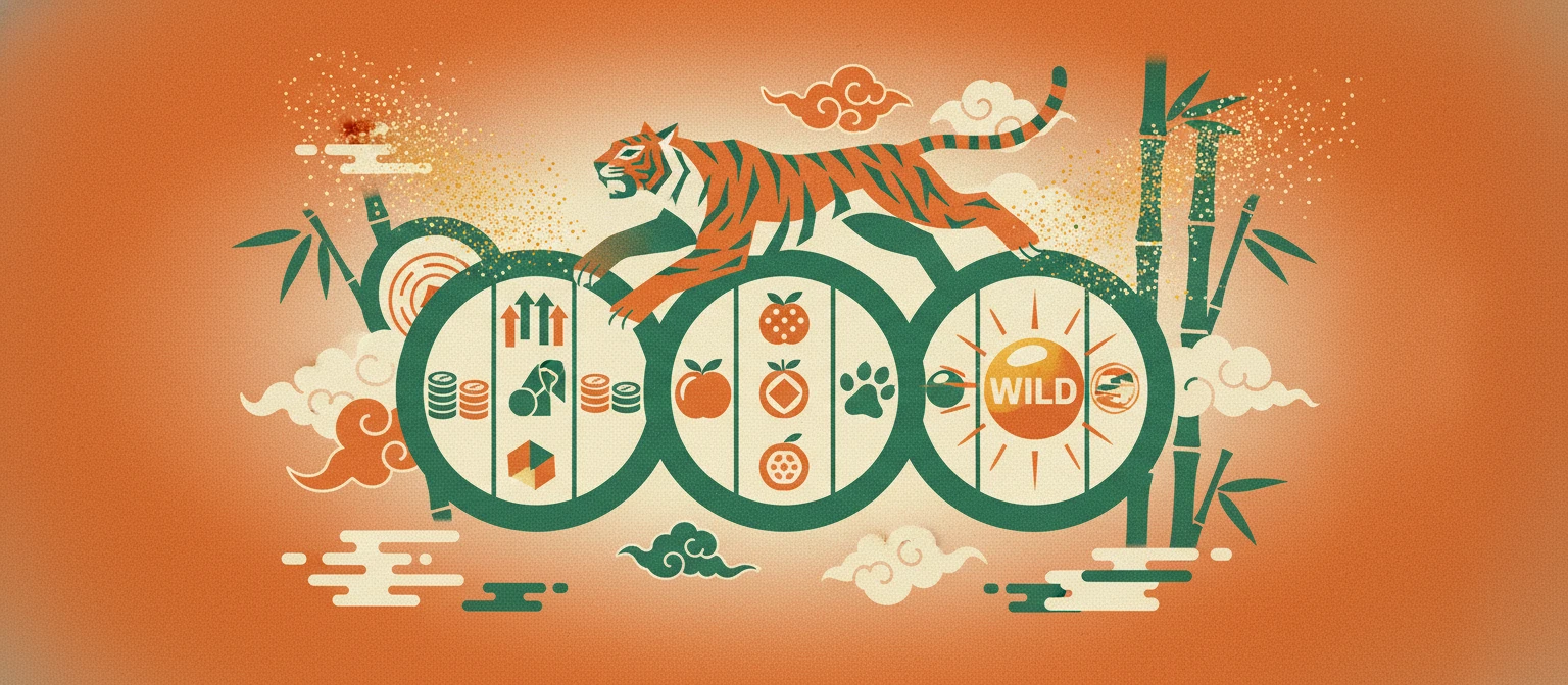 Grid 3x3 do Fortune Tiger com símbolos de lingote e tigre